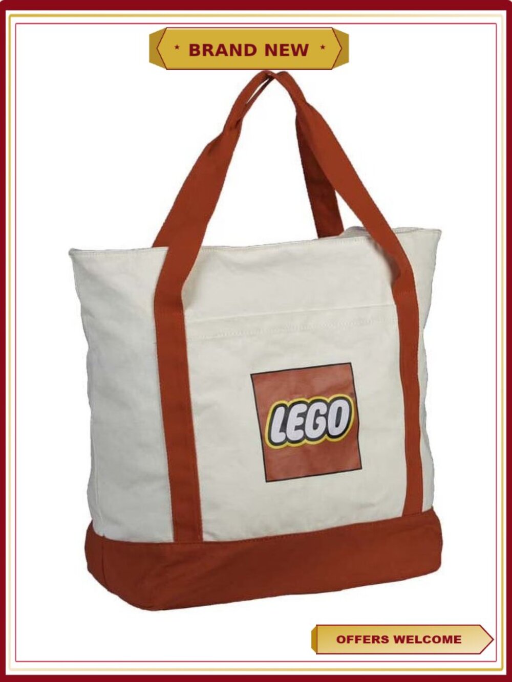 Canvas Tote Bag with LEGO Style, Unisex, Roomy